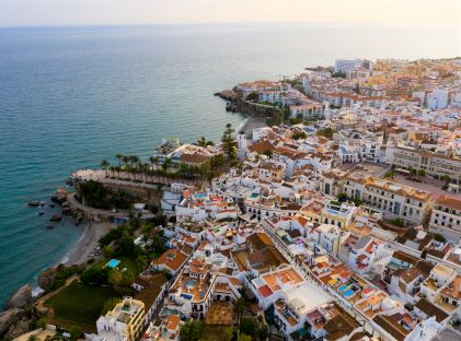 Aerial view of Nerja, Spain, on the Mediterranean coast