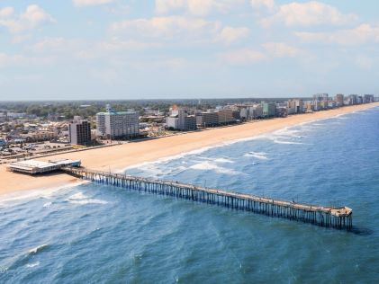 Aerial view of the Virginia Beach Boardwalk