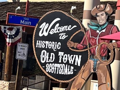Cowboy sign for Old Town Scottsdale in Arizona