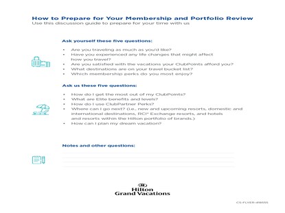 Hilton Grand Vacations Membership Portfolio Review discussion questions printable. 
