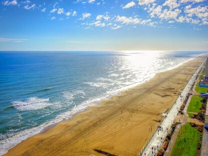Stunning aerial view of Virginia Beach Boardwalk, Virginia.
